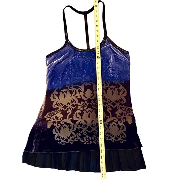 Free People Velvet Purple Ombre Forbidden Ivy FleurDeLis T-Strap Dress Size 4 - Picture 14 of 15